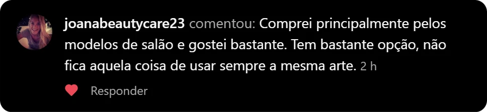 Feedback de joanabeautycare23 sobre os modelos de salão